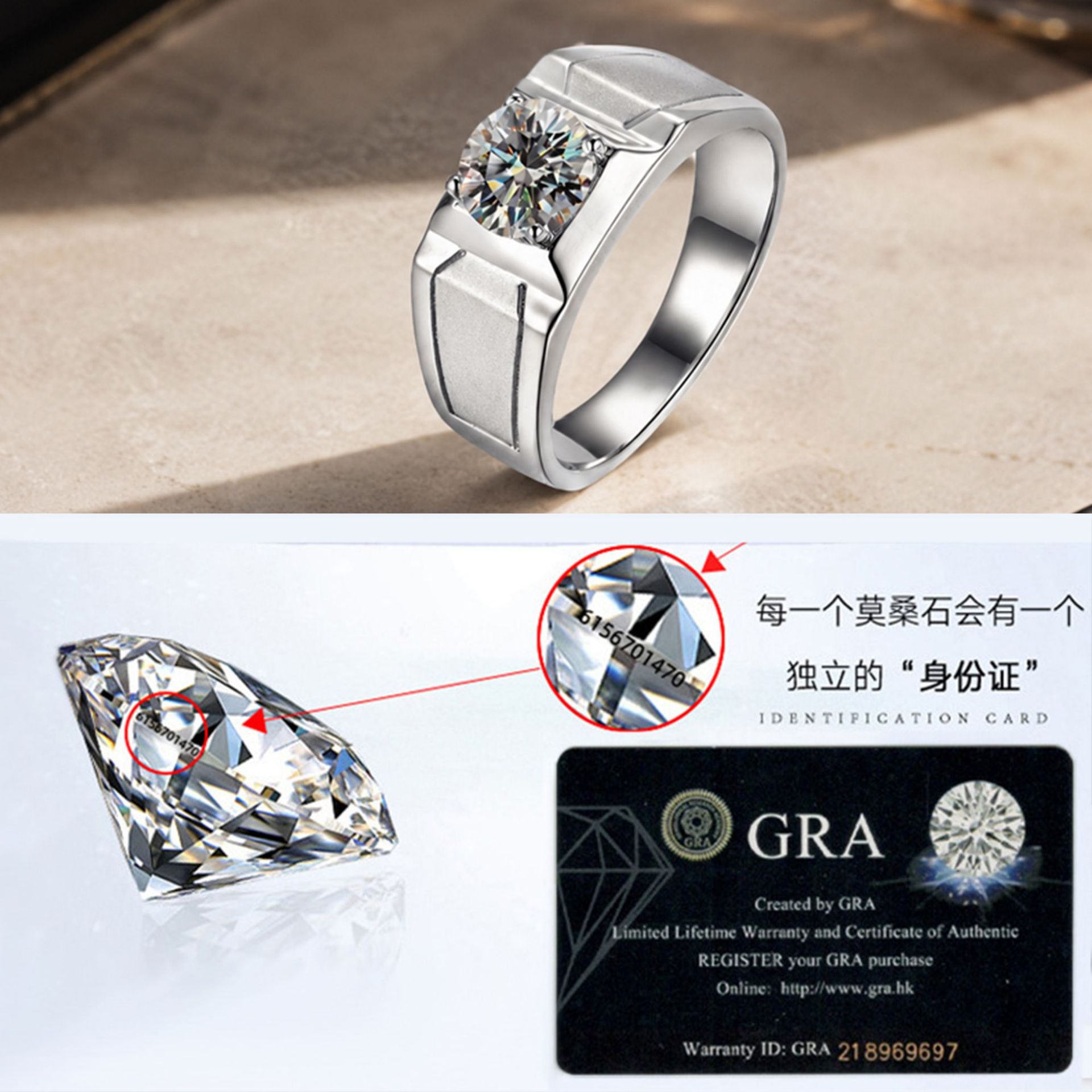 Hot selling s925 sterling silv - đánh giá và giá Moissanite Engagement Ring 1 Carat