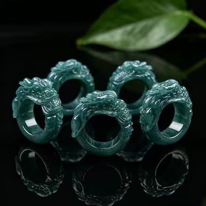 Jadeite A-grade blue water dra - đánh giá và giá Rings