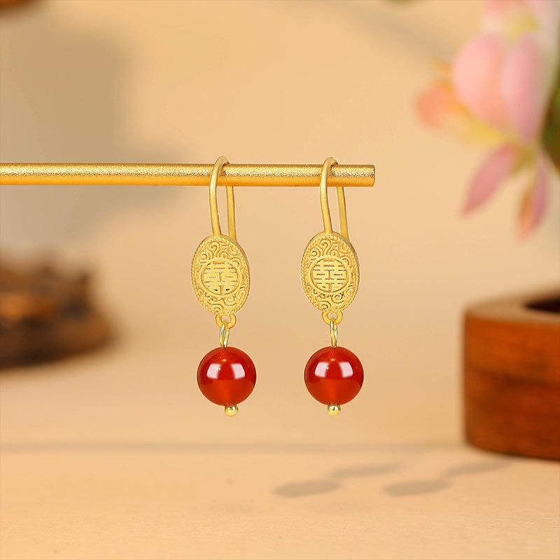 Natural Red Jade Bead Earrings - đánh giá và giá Earrings