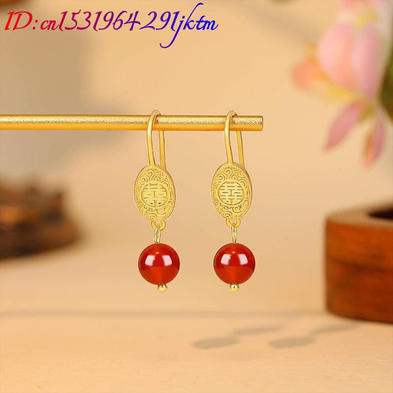 Natural Red Jade Bead Earrings - đánh giá và giá Earrings