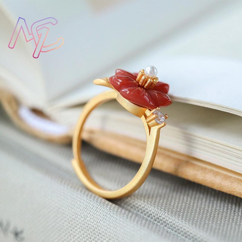 Red Natural Jade Flower Rings  - đánh giá và giá Rings
