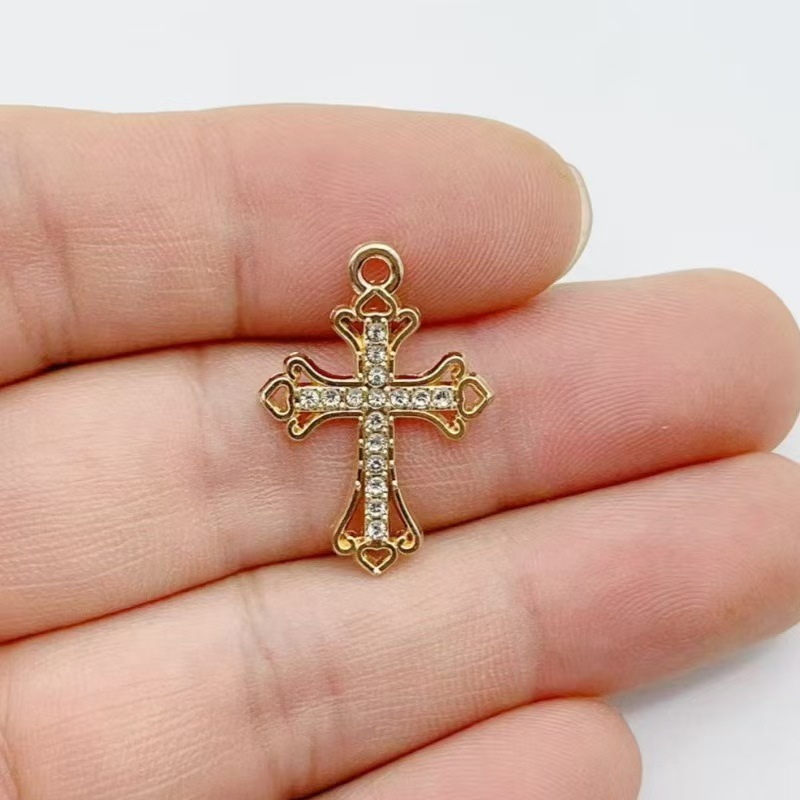 10pcs Diamond studded Gold Cro - đánh giá và giá Cross Pendant Necklace Gold