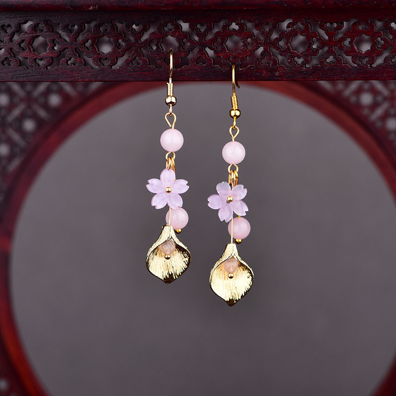 Pink Natural Jade Flower Earri - đánh giá và giá Earrings