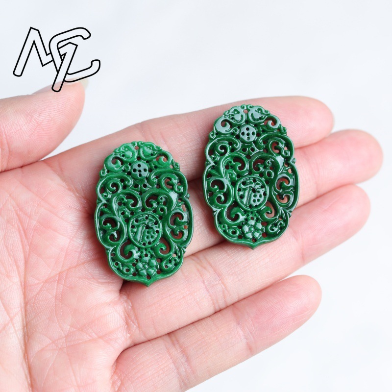 2pc Natural Jade Dry Cyan Doub - đánh giá và giá Earrings