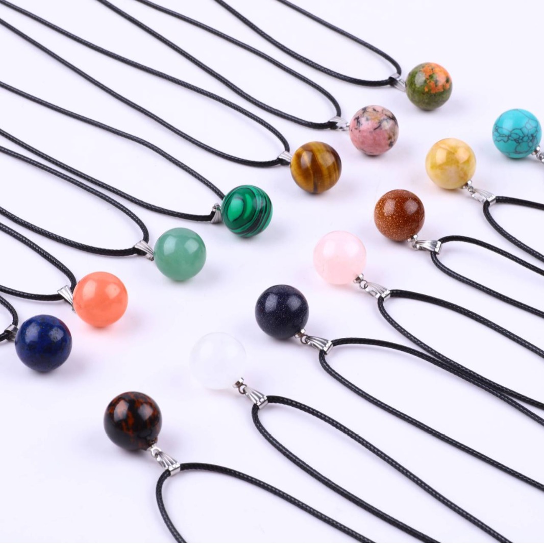 20pcs/ Bag 14mm  Natural Stone - đánh giá và giá Crystal Pendant Necklace Natural Stone