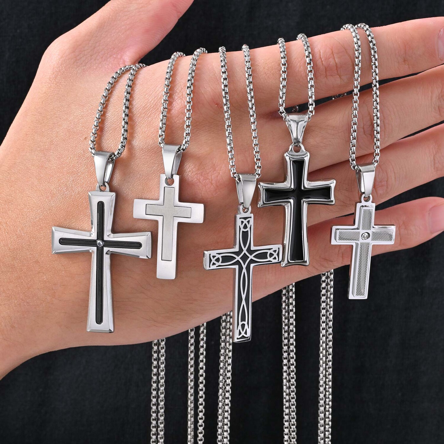 Hip Hop Punk Cross Necklace fo - đánh giá và giá Cuban Link Chain 12Mm