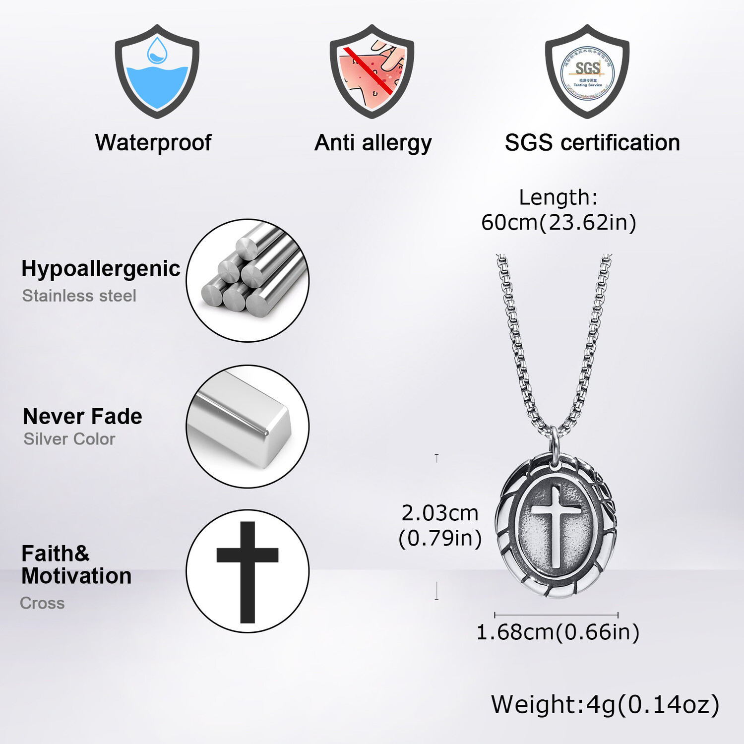 Hip Hop Punk Cross Necklace fo - đánh giá và giá Cuban Link Chain 12Mm